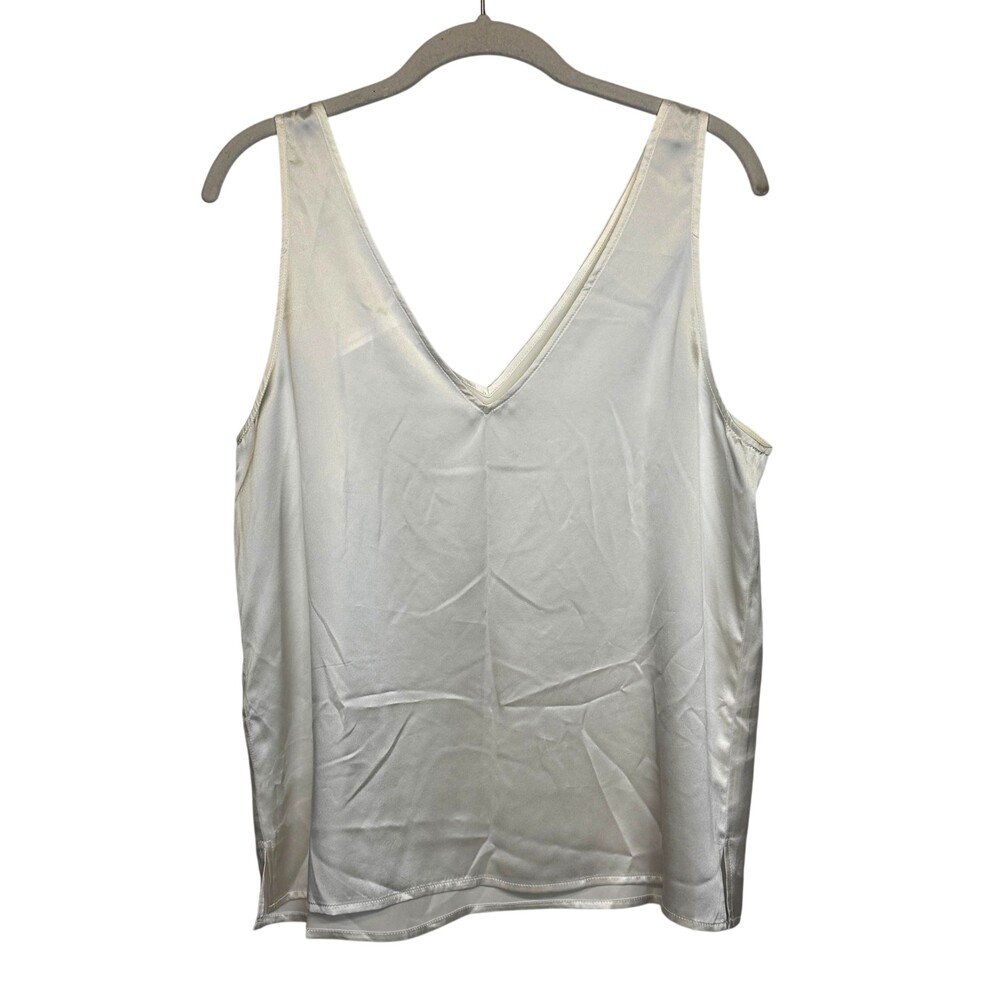 LILYSILK Tank Top Womens 6 Natural White 100% Mulberry Silk V Neck Cami